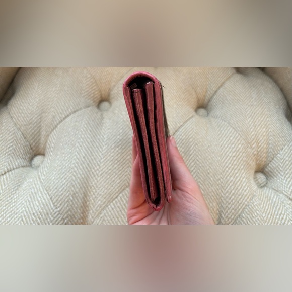 Authentic Fendi Zucchino Canvas Pink Leather Bifold Wallet - Picture 10 of 11